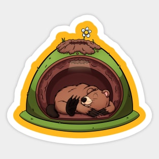 Groundhog Sleeping Sticker